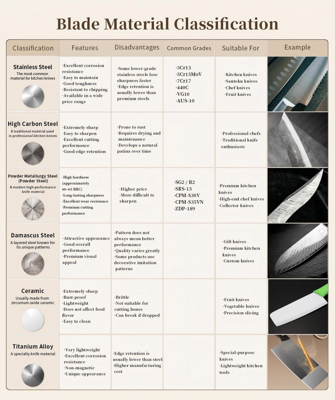 Knife Blade Materials Knife Blade Materials