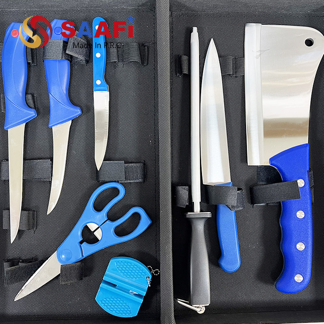 Set 5 Coltelli Da Cucina Blu Con Pelapatate E Forbici - Lama In Acciaio Inox E Manico Antiscivolo