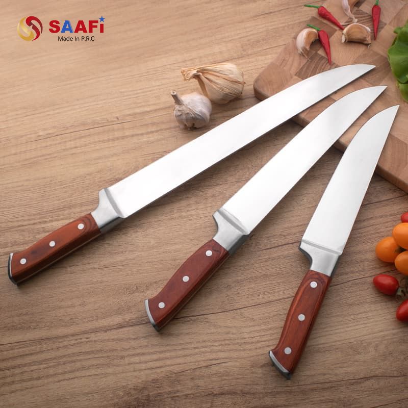 Professional Chef Knives with Merbau Wooden Handle – 14″ To 20″ Stainless Steel Blades
