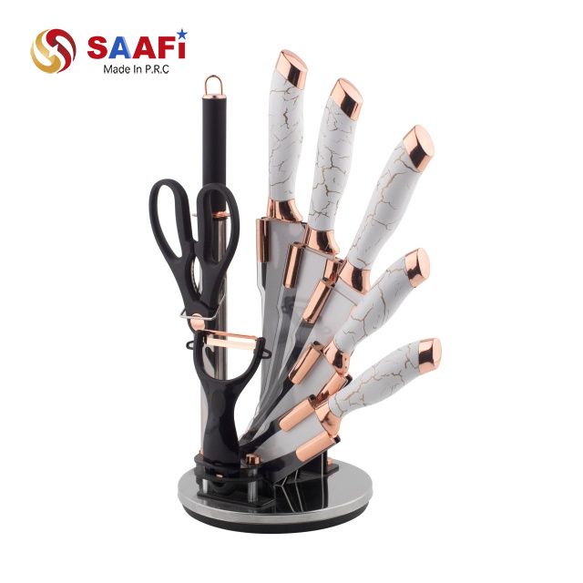 Modern Acrylic & Stainless Steel Knife Holder – Rotating Block with Custom Logo Options
