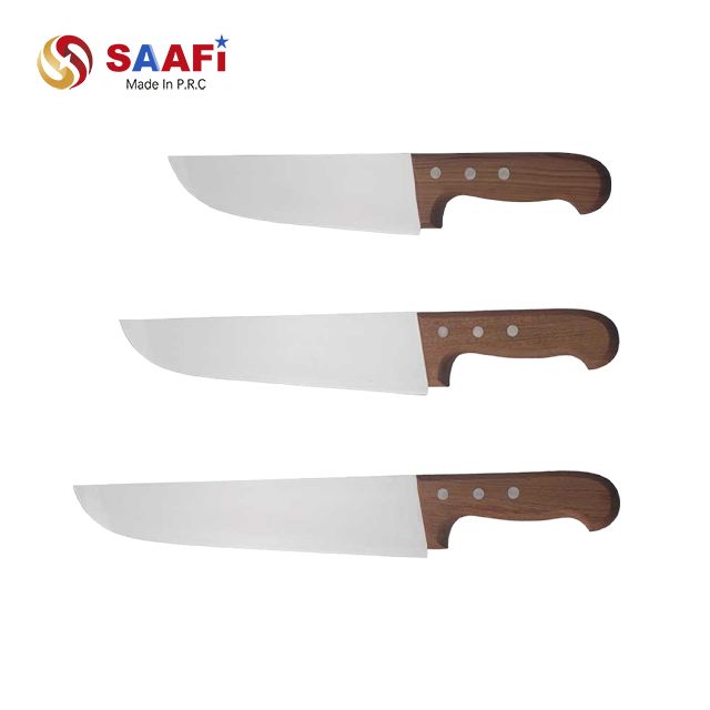 3Cr Stainless Steel Kitchen Chopper with Triple-Riveted Wooden Grip