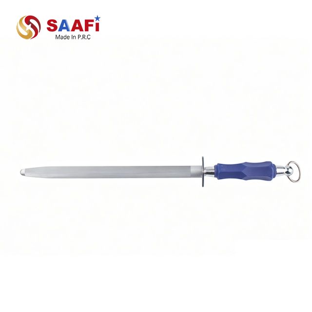Professional Knife Honing Steel with Durable Blue Plastic Handle