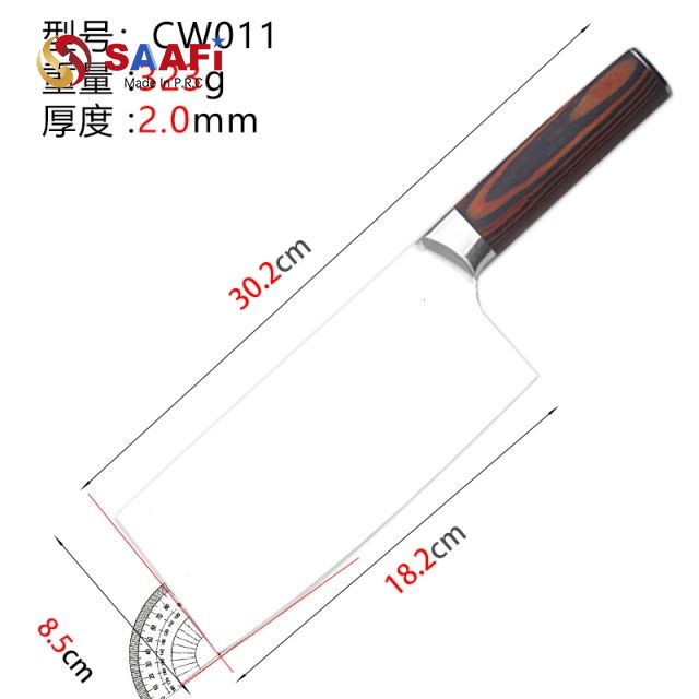 Professional Stainless Steel Cleaver Knife with Ergonomic Wooden Handle – 18cm Blade