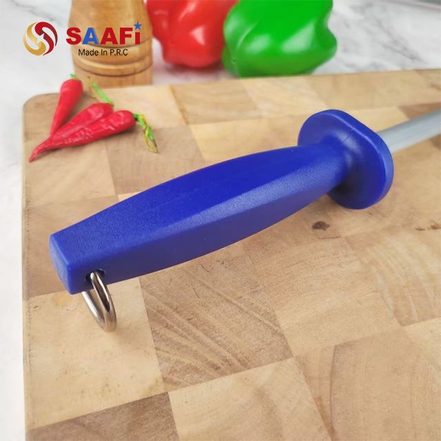 Professional Stainless Steel Sharpening Rod with Blue Plastic Handle