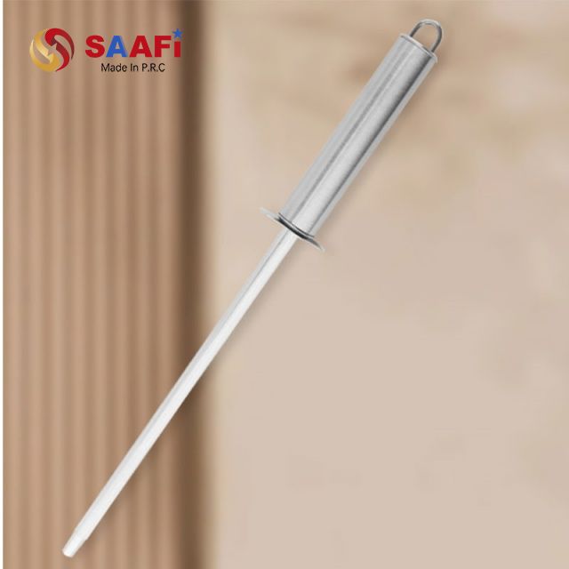 Stainless Steel Knife Sharpening Rod with Ergonomic Handle – Lightweight 19cm Honing Steel