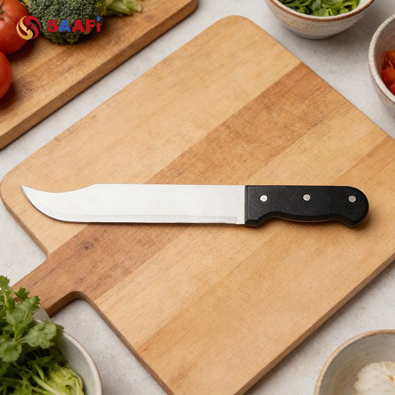 Professional Stainless Steel Kitchen Machete with Black Handle