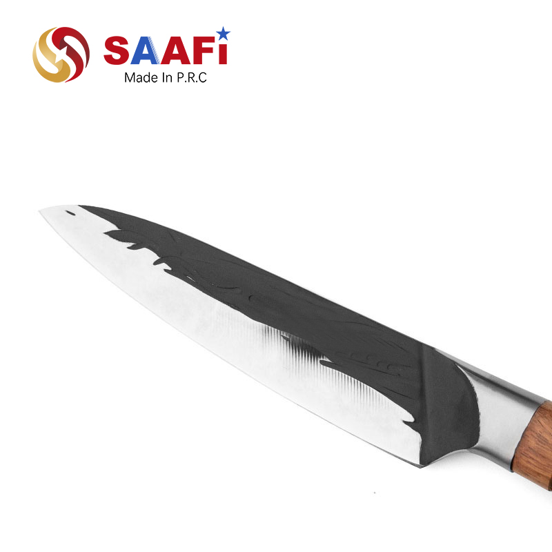 Black Coating Chef Knife with Wood Handle