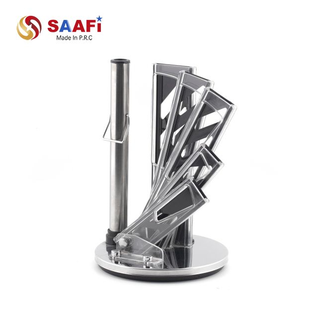 Rotating Stainless Steel Knife Block with Modern Slot Design for Kitchen Organization