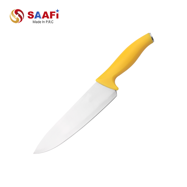 Professional Kitchen Knives with Yellow Plastic Handles