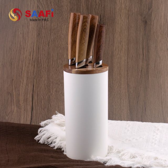 Modern Knife Block Holder with Wooden Top – Stylish Kitchen Knife Organizer