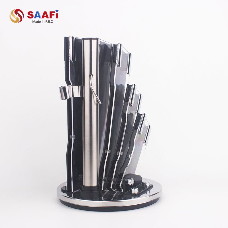 Rotating Acrylic Knife Block with Stainless Steel Stand – Modern Kitchen Knife Holder