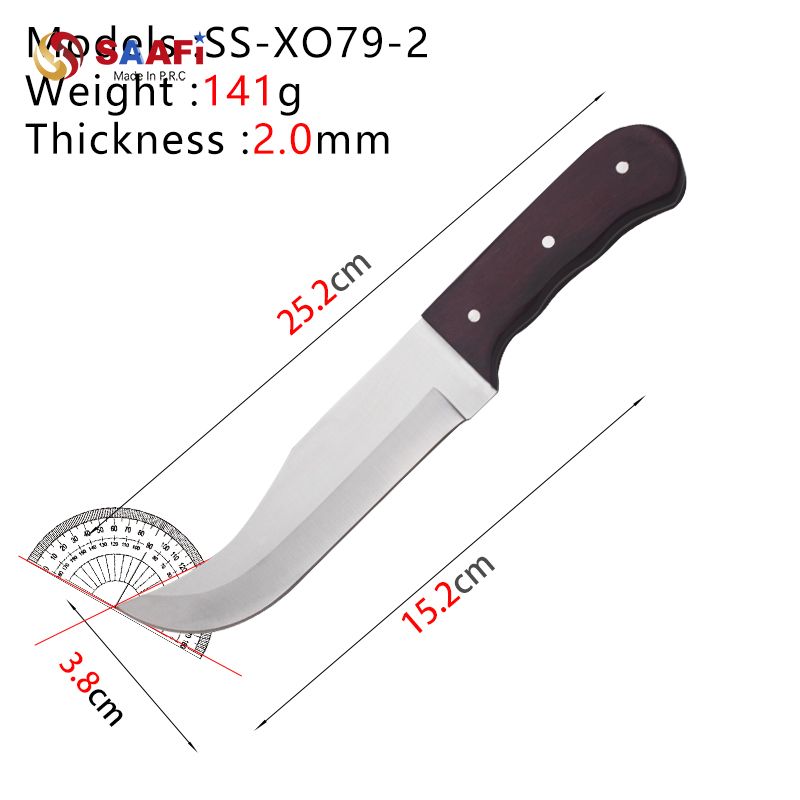 Curved Blade Kitchen Knives with Wooden Handle – 5 Inch & 6 Inch Stainless Steel