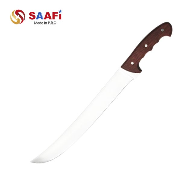Curved Blade Stainless Steel Chef Knife with Merbau Wood Handle – Professional Kitchen Knife