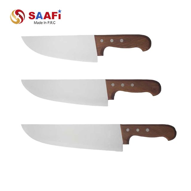 Classic Wooden Handle Chef Knife Set – 3-Piece Stainless Steel Kitchen Knife Collection