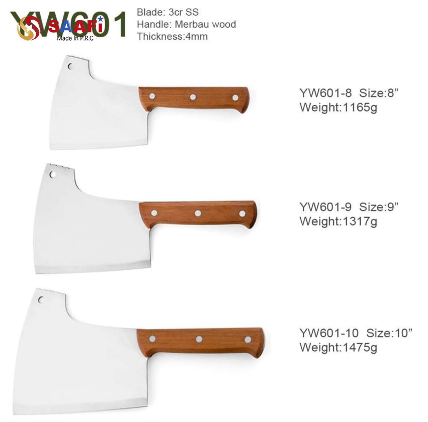 Heavy-Duty Cleaver Knives with Merbau Wood Handle (8″–10″)