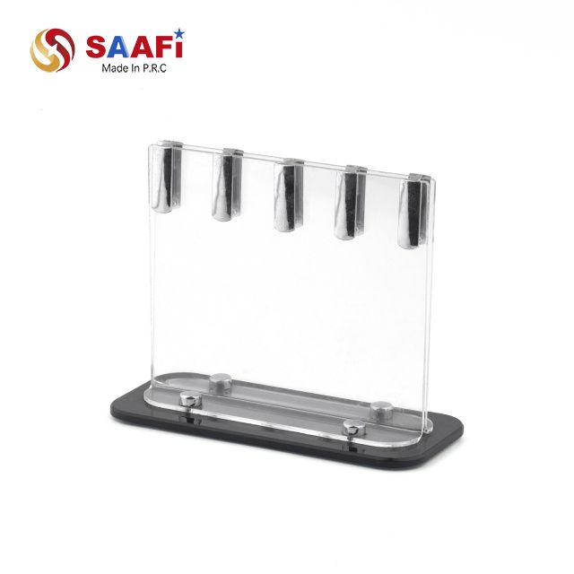 Clear Acrylic Knife Block Stand – Transparent Magnetic Kitchen Knife Holder for 4 Knives