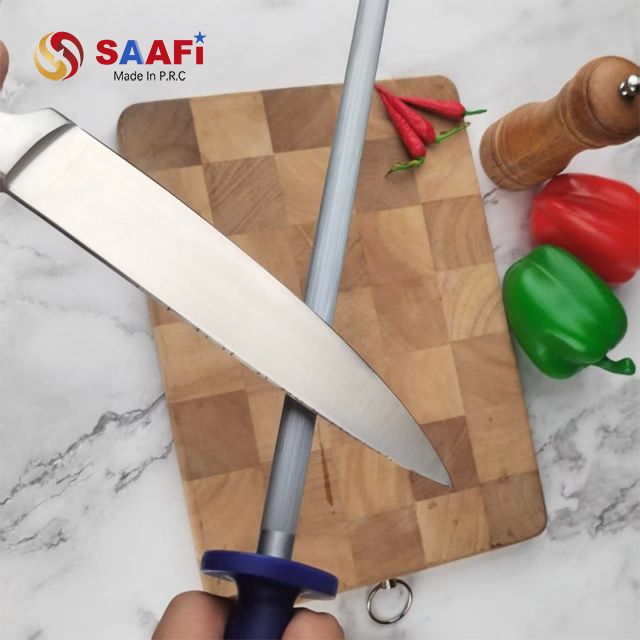 Professional Stainless Steel Sharpening Rod with Blue Plastic Handle