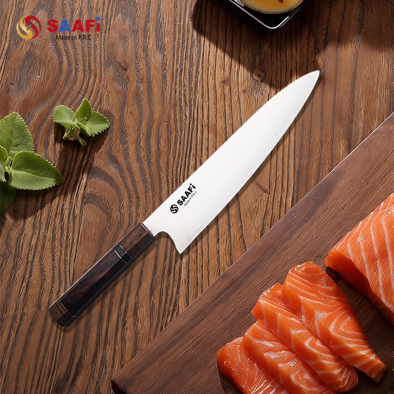 Hammered Santoku Knife with Wooden Handle – Multipurpose Japanese Style Kitchen Knife for Precision Cutting