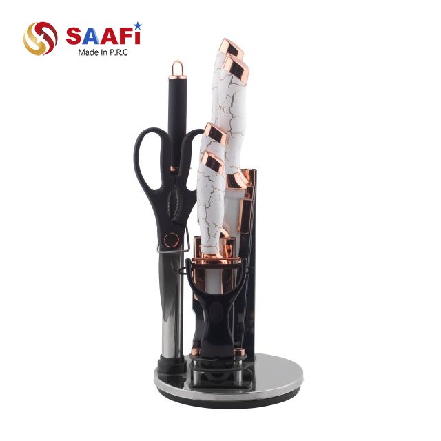 Modern Acrylic & Stainless Steel Knife Holder – Rotating Block with Custom Logo Options