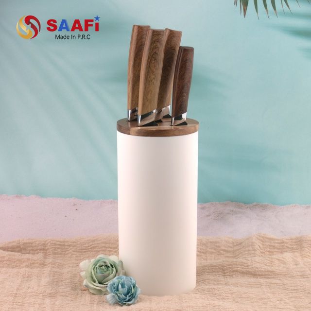 Modern Knife Block Holder with Wooden Top – Stylish Kitchen Knife Organizer