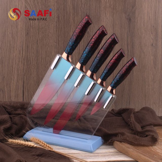 Magnetic Acrylic Knife Block – Transparent Universal Knife Holder with Blue Base