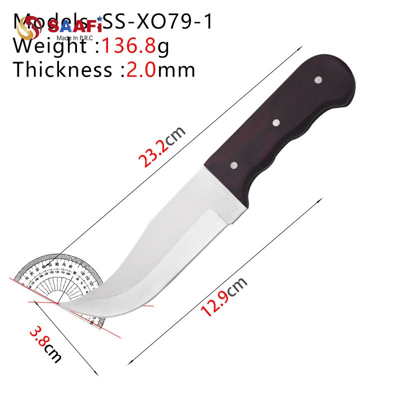 Curved Blade Kitchen Knives with Wooden Handle – 5 Inch & 6 Inch Stainless Steel