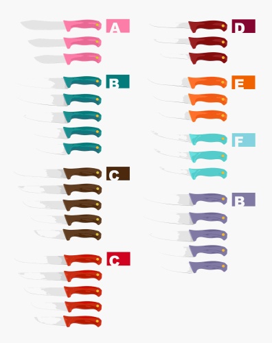colorful plastic handle knife set