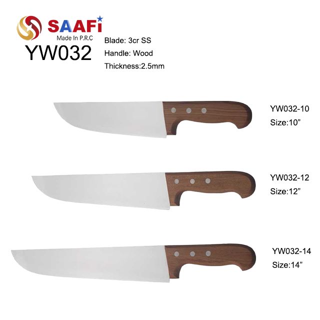 3Cr Stainless Steel Kitchen Chopper with Triple-Riveted Wooden Grip