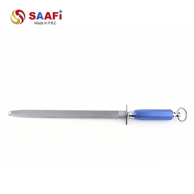 Ergonomic Blue Handle Kitchen Honing Steel – Premium Knife Sharpening Rod
