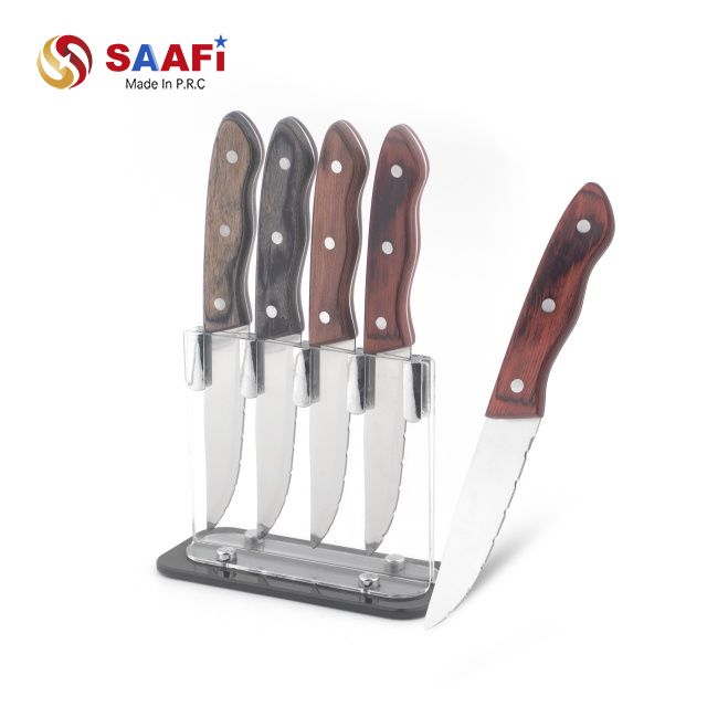 Clear Acrylic Knife Block Stand – Transparent Magnetic Kitchen Knife Holder for 4 Knives