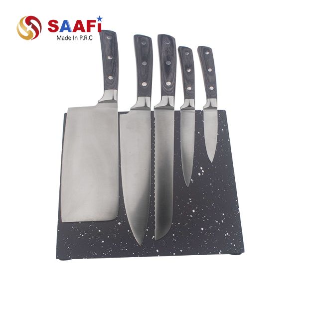 Modern Magnetic Knife Block with Sleek Black Galaxy Finish for Kitchen Organization