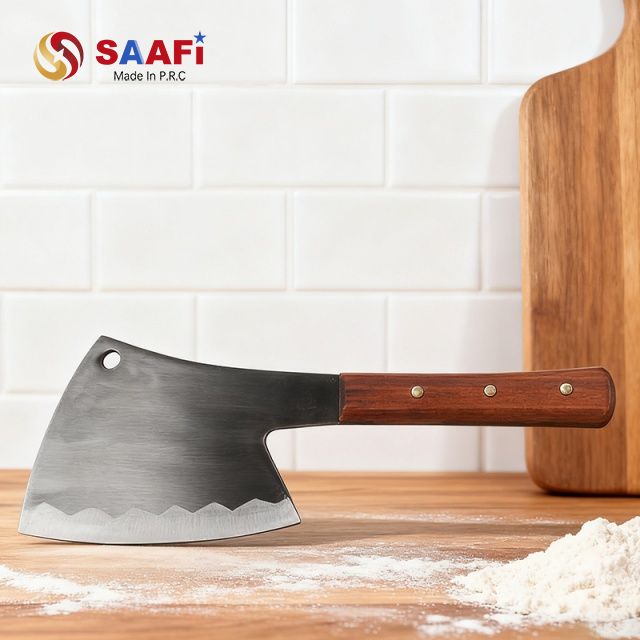 Heavy-Duty Butcher Cleaver with Wooden Handle – 6.8mm Thick Blade for Effortless Meat Cutting