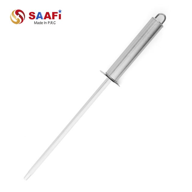 Stainless Steel Knife Sharpening Rod with Ergonomic Handle – Lightweight 19cm Honing Steel