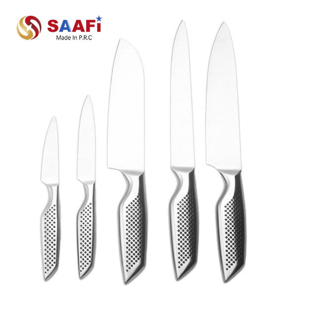 5-teiliges Küchenmesser-Set aus Edelstahl mit Hohlgriff – Koch-, Brot-, Tranchier-, Allzweck- und Schälmesser