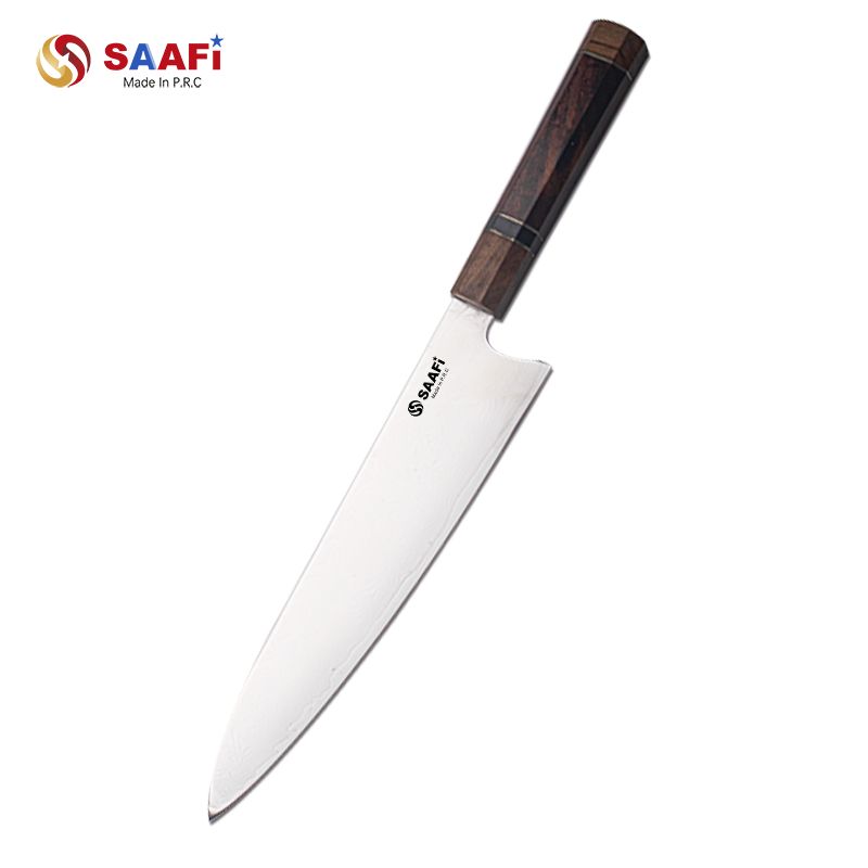 Hammered Santoku Knife with Wooden Handle – Multipurpose Japanese Style Kitchen Knife for Precision Cutting