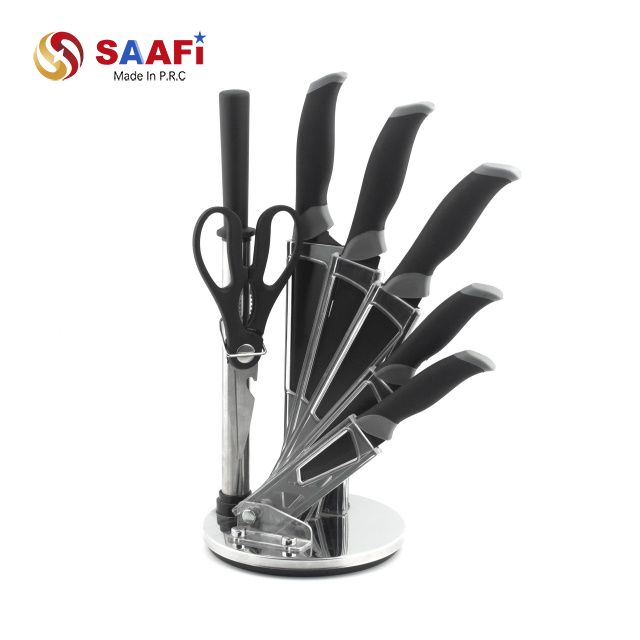 Rotating Stainless Steel Knife Block with Modern Slot Design for Kitchen Organization