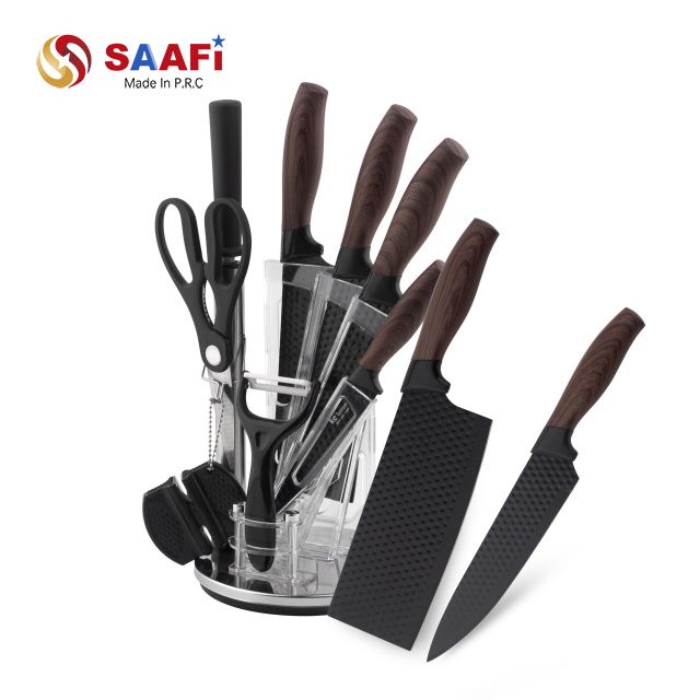 Stainless Steel Knife Holder with Transparent Acrylic Slots | Modern Kitchen Knife Block