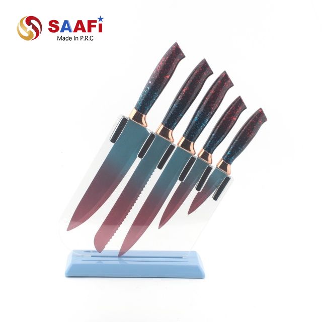 Magnetic Acrylic Knife Block – Transparent Universal Knife Holder with Blue Base