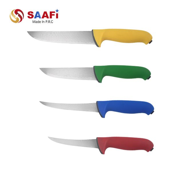 Color-Coded Soft-Grip Damascus Knife Series