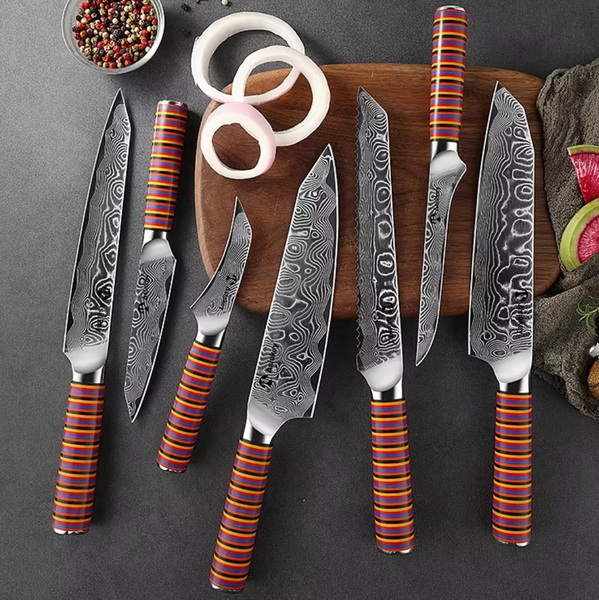 Handmade Damascus Kitchen Knife Set Germany