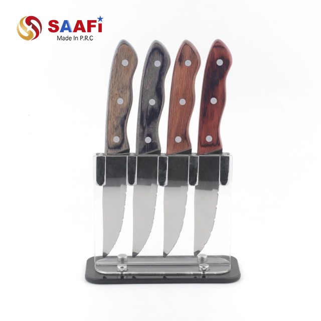 Clear Acrylic Knife Block Stand – Transparent Magnetic Kitchen Knife Holder for 4 Knives
