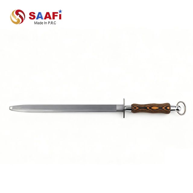 Professional Stainless Steel Sharpening Rod with Wooden Handle