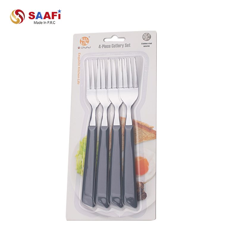4-Piece Stainless Steel Fork Set with Plastic Handle | Household Cutlery for Kitchen & Dining