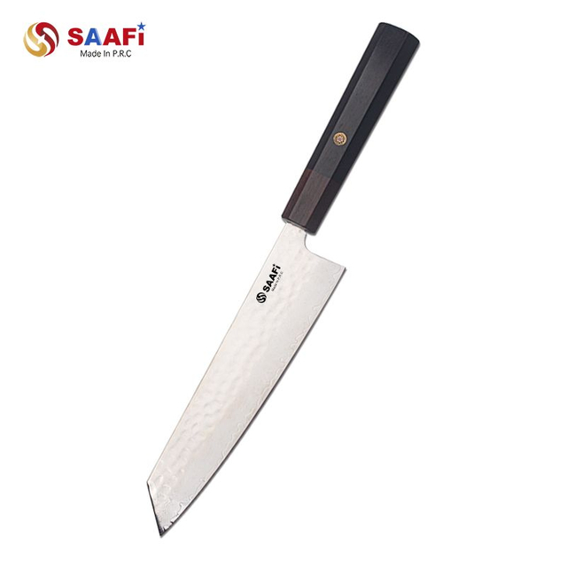 Hammered Kiritsuke Chef Knife with Wooden Handle – Japanese Style Stainless Steel Multipurpose Kitchen Knife