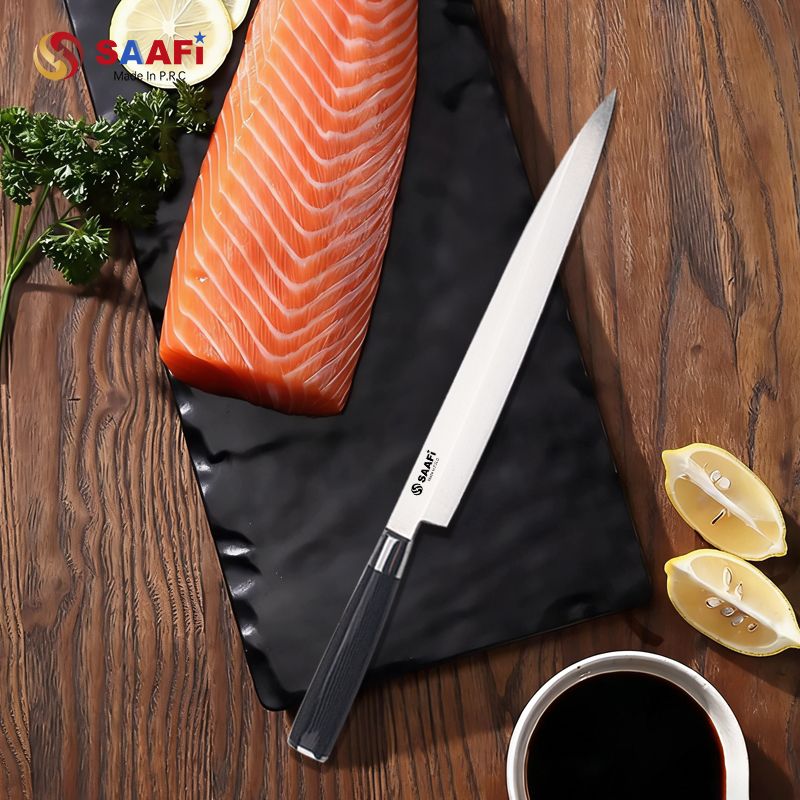 Stainless Steel Slicing Knife with Ergonomic Handle – Japanese Style Long Blade Kitchen Knife