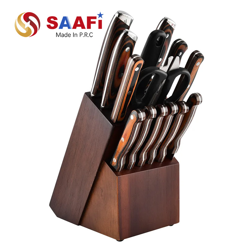 Kitchen Knives Chef with Red Colored Wooden Handle