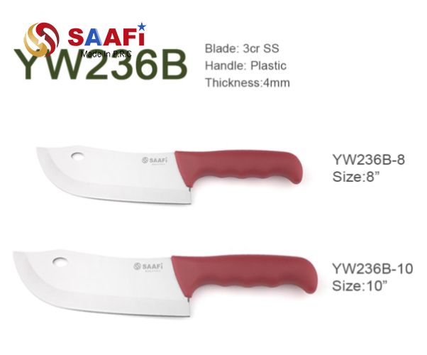 Pointed-Head Heavy-Duty Cleaver Knife – 3Cr Stainless Steel, 4mm Thick Blade, Plastic Handle, 8″ & 10″ Sizes