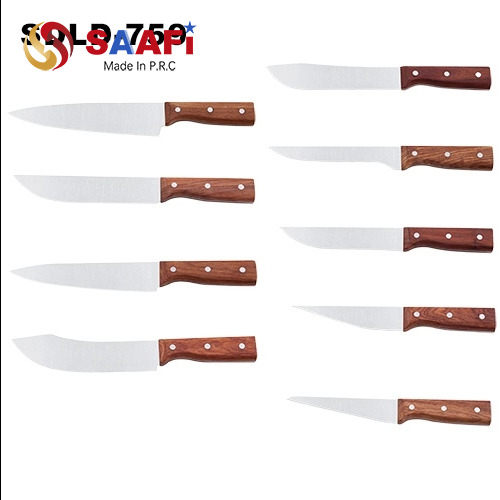 Wooden Handle Chef Knife Set – 3Cr Stainless Steel, 2mm Blade Thickness, 8 Designs for Professional Kitchens