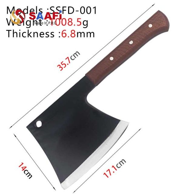 Heavy-Duty Butcher Cleaver with Wooden Handle – 6.8mm Thick Blade for Meat And Bone Cutting