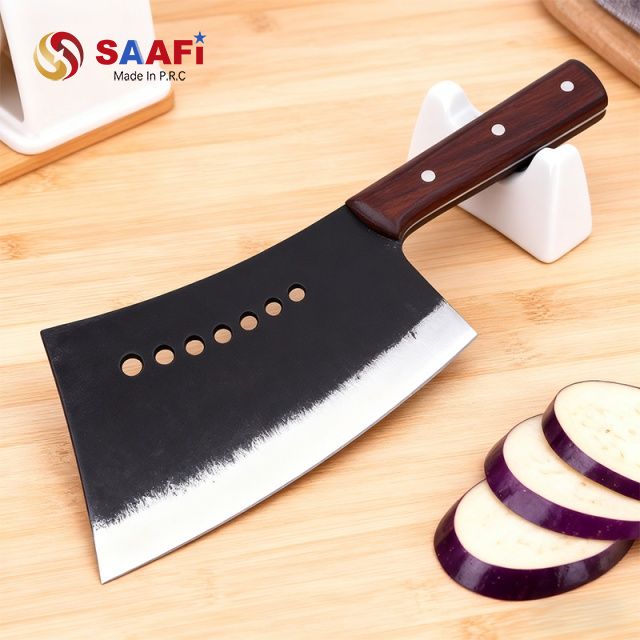 Heavy-Duty Butcher Cleaver with Wooden Handle – 7.7mm Thick Blade for Meat Processing